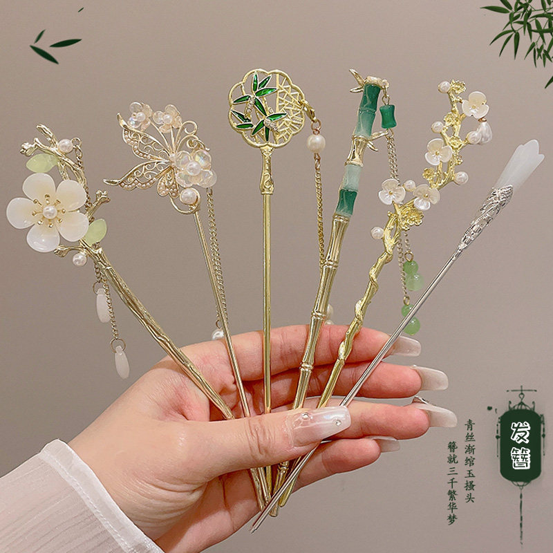 儿童古风发簪汉服发饰女童盘头发国风簪子小女孩步摇头饰流苏发钗