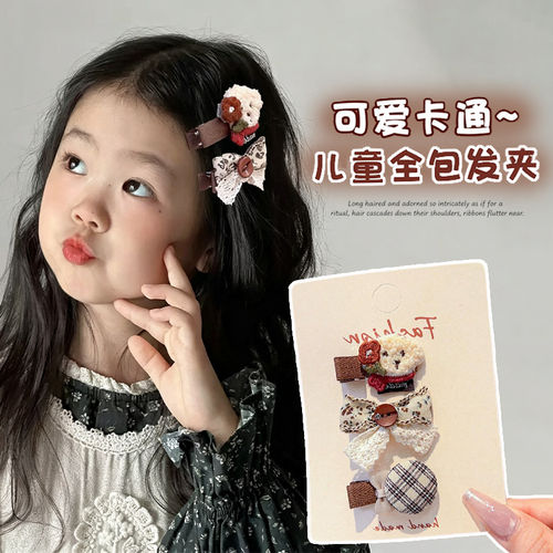 秋冬蝴蝶结发夹宝宝全包布侧边夹子儿童发卡婴儿头饰女童发夹发饰
