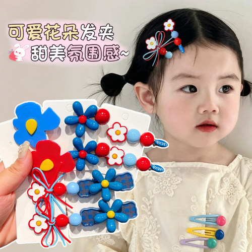 甜美可爱花朵发夹女童漂亮小发卡彩色发饰儿童刘海侧边夹鸭嘴发夹
