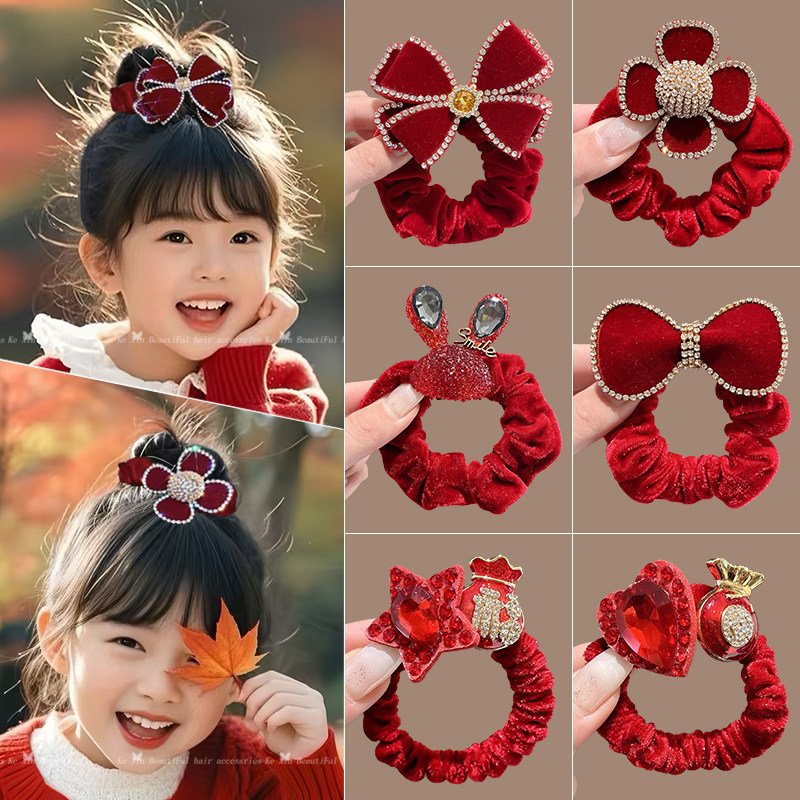 女童新年头绳红色蝴蝶结发圈儿童扎丸子头马尾发绳小女孩过年头饰,童装/婴儿装/亲子装,发饰,淘宝优惠券,粉丝福利购,淘宝优惠卷