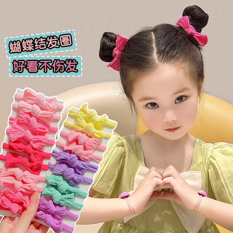 儿童头绳高弹力蝴蝶结发圈小女孩不伤发弹性好橡皮筋女童扎头发饰
