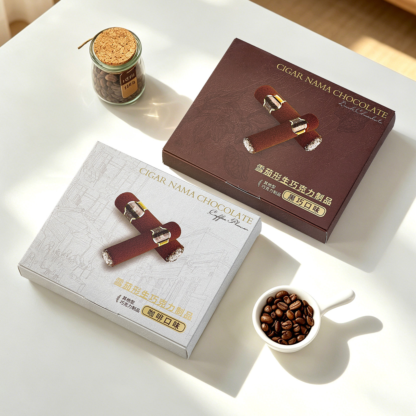 情人节送礼生巧慕斯条巧克力烘焙点心雪茄造型生巧包装盒打包盒子