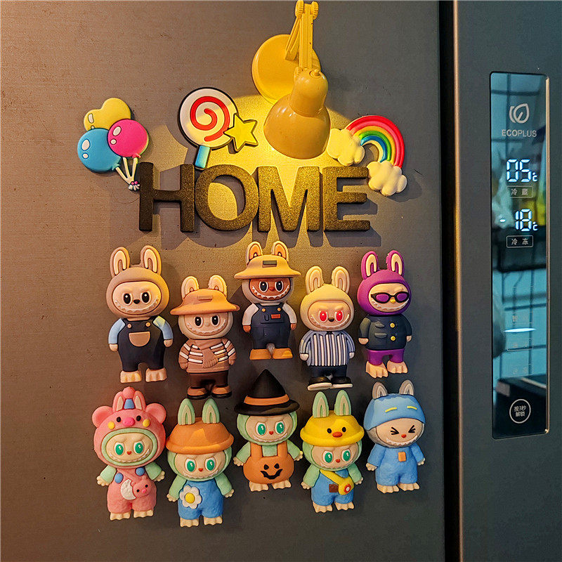 卡通可爱拉布布冰箱贴磁贴立体创意2025新款个性动漫入户门磁性贴
