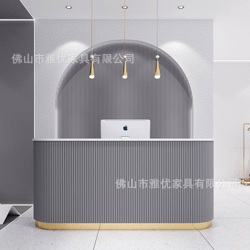 外贸美容院前台接待台简约现代服装店婚纱吧台收银台轻奢沙龙前台