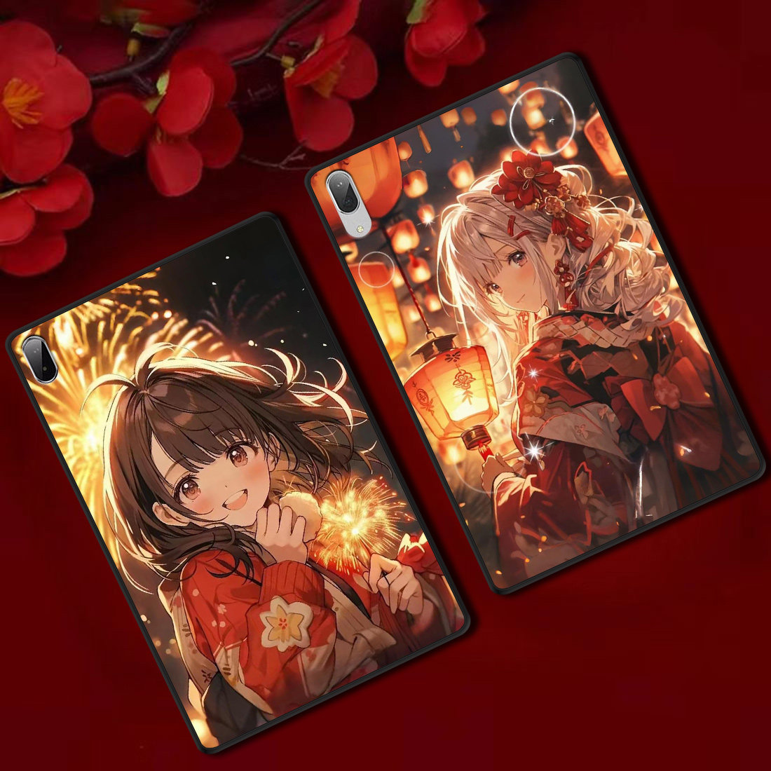适用联想小新PadPro平板保护套Padplus红色新年防摔软壳12.7定制轻薄国风女孩ins风简约单面无盖