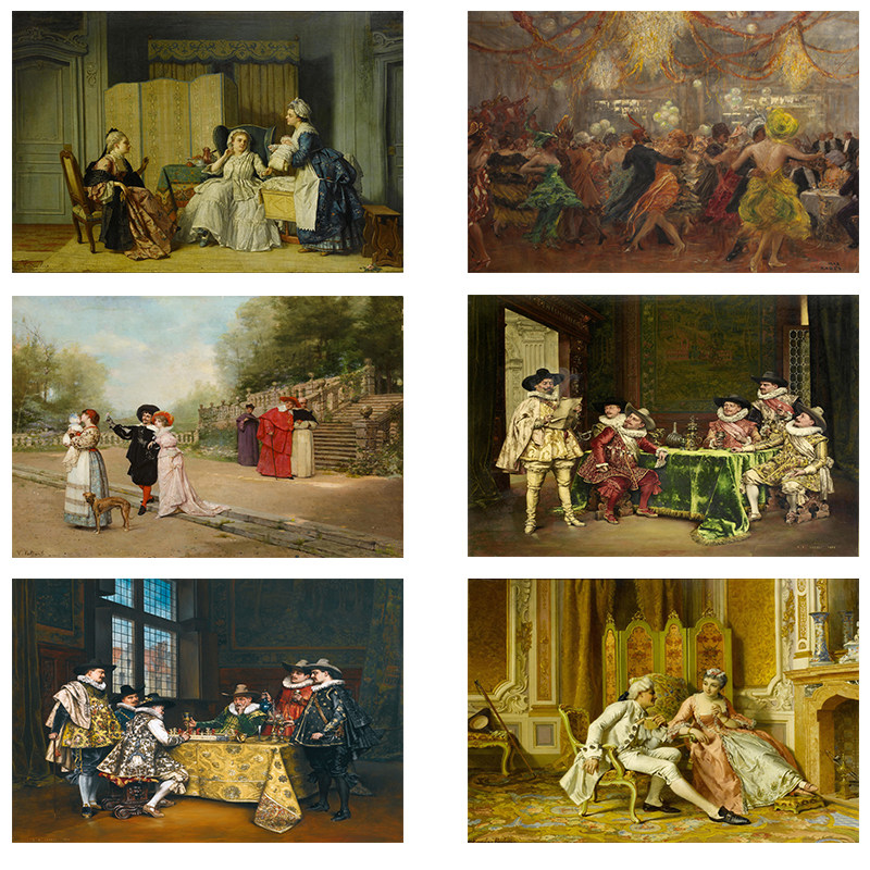 欧式手绘贵族宫廷油画挂画会所别墅房间走廊过道布画墙画打印画芯