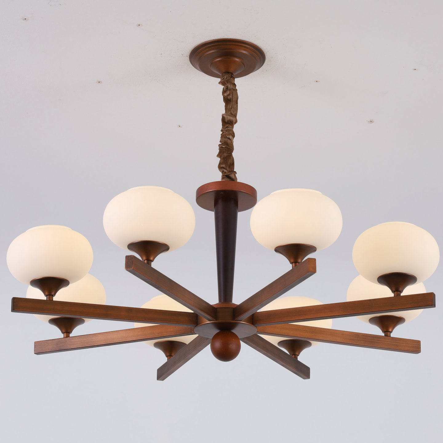 中古风实木客厅吊灯美式古铜色法式现代简约餐厅卧室大气创意灯具