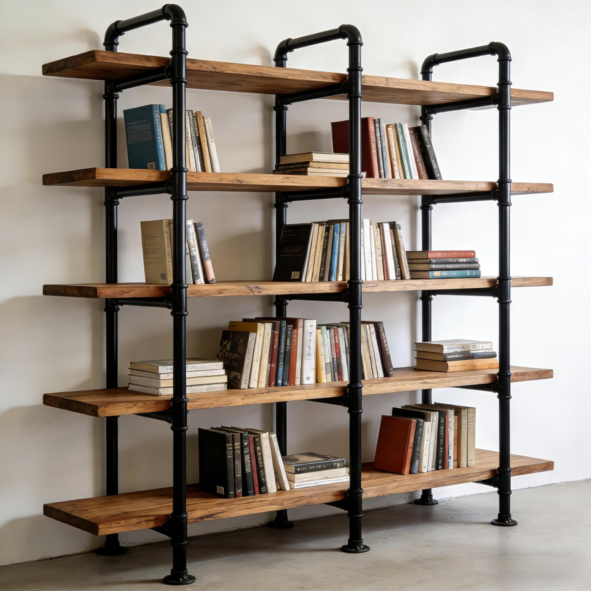 古鐡坊工业风创意水管置物架loft复古多层货架落地书架搁板展示架