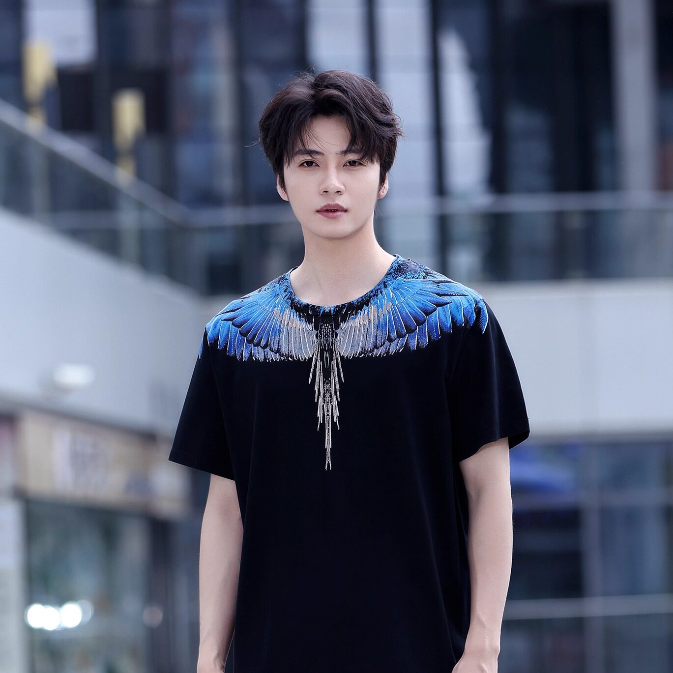 马塞洛极光蓝印花翅膀男女半袖图片