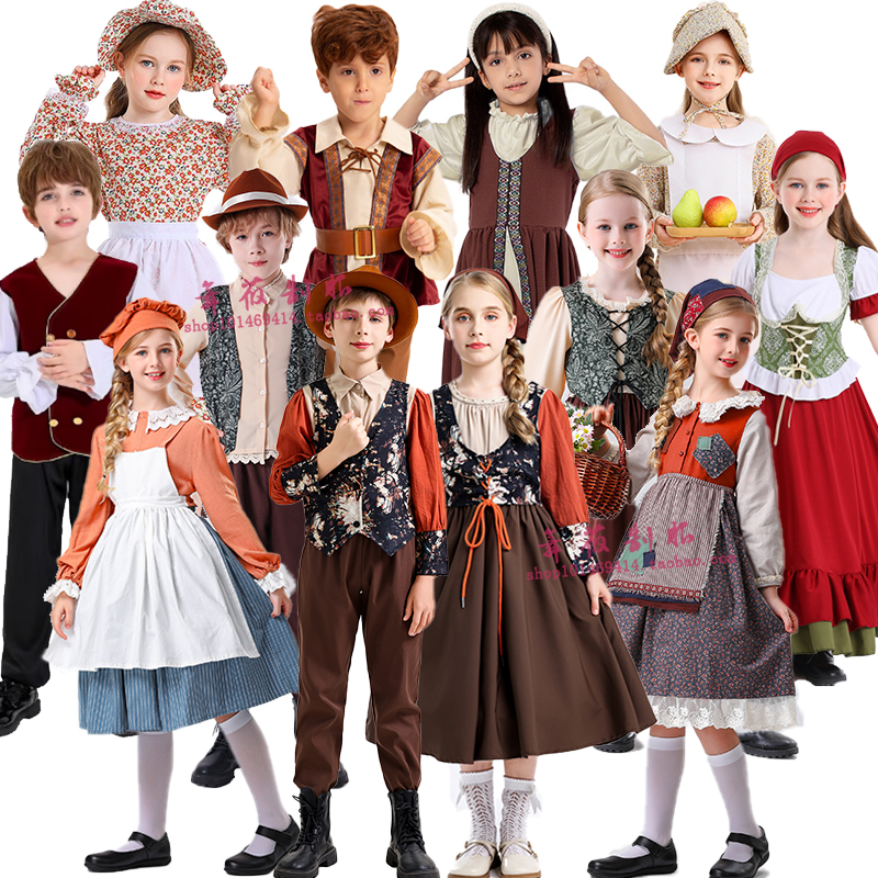 儿童剧场演出经典童话故事卖火柴的小女孩田园风小男孩女仆cos服