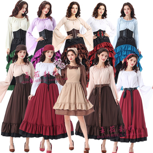 万圣节化妆舞会装扮服装成人女加勒比海盗船长衣服cos演出服裙子