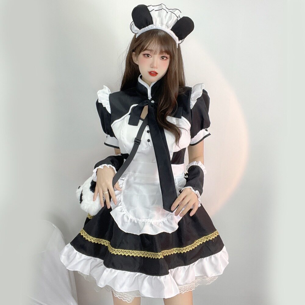 日系女仆装cosplay性感 洛丽塔熊猫女孩女佣制服动漫日常连衣裙