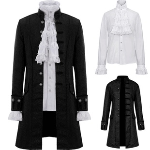 欧洲中世纪服装 制服绅士外套话剧演出服 复古衬衫 蒸汽朋克大衣男士