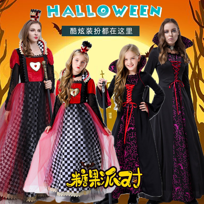 万圣节女成人儿童亲子装cos服吸血鬼女巫女妖皇后化妆舞会演出服