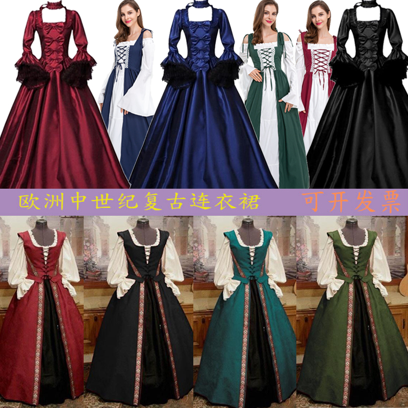 欧洲复古中世纪宫廷长裙礼服装