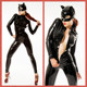 万圣节性感漆皮PVC猫女郎蝙蝠侠服装 带面具角色扮演服夜店演出服