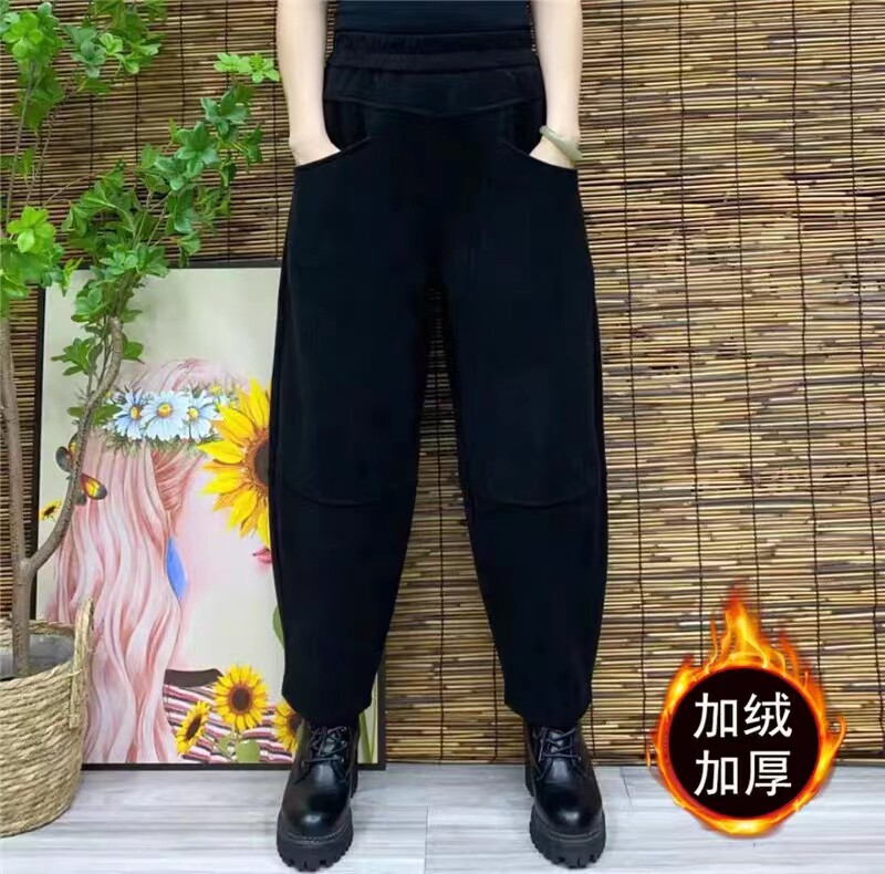 2025秋装新款女装时尚休闲高腰宽松百搭秋冬季妈妈装欧棉绒哈伦裤,女装/女士精品,休闲裤,淘宝优惠券,粉丝福利购,淘宝优惠卷