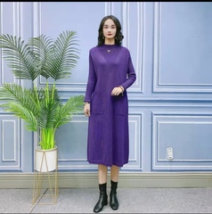 妈妈装毛衣洋气中长款加厚打底衫中老年女装秋冬装大码针织连衣裙