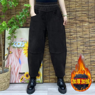 宽松加绒灯笼裤 奥绒哈伦裤 女高腰休闲萝卜裤 时尚 女裤 2024春秋韩版