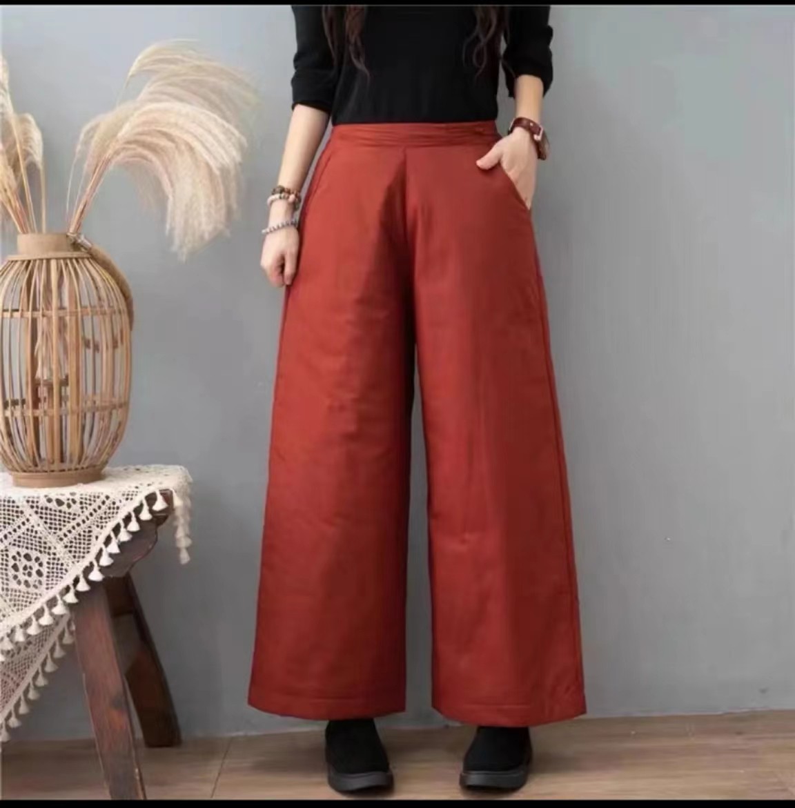 复古夹棉加厚棉裤女外穿2023秋冬宽松休闲轻薄直筒裤保暖阔腿长裤,女装/女士精品,休闲裤,淘宝优惠券,粉丝福利购,淘宝优惠卷
