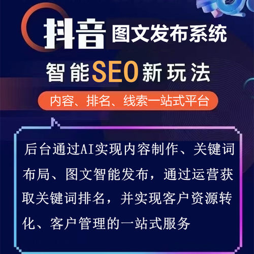 抖音图文系统seo关键词霸屏搜索排名批量智能剪辑短视频优化运营