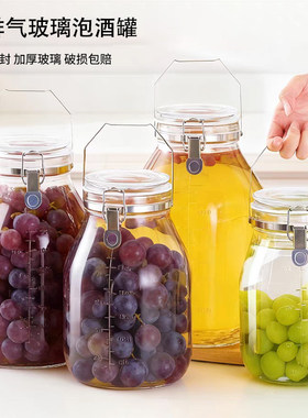 自排气加厚玻璃密封泡酒瓶