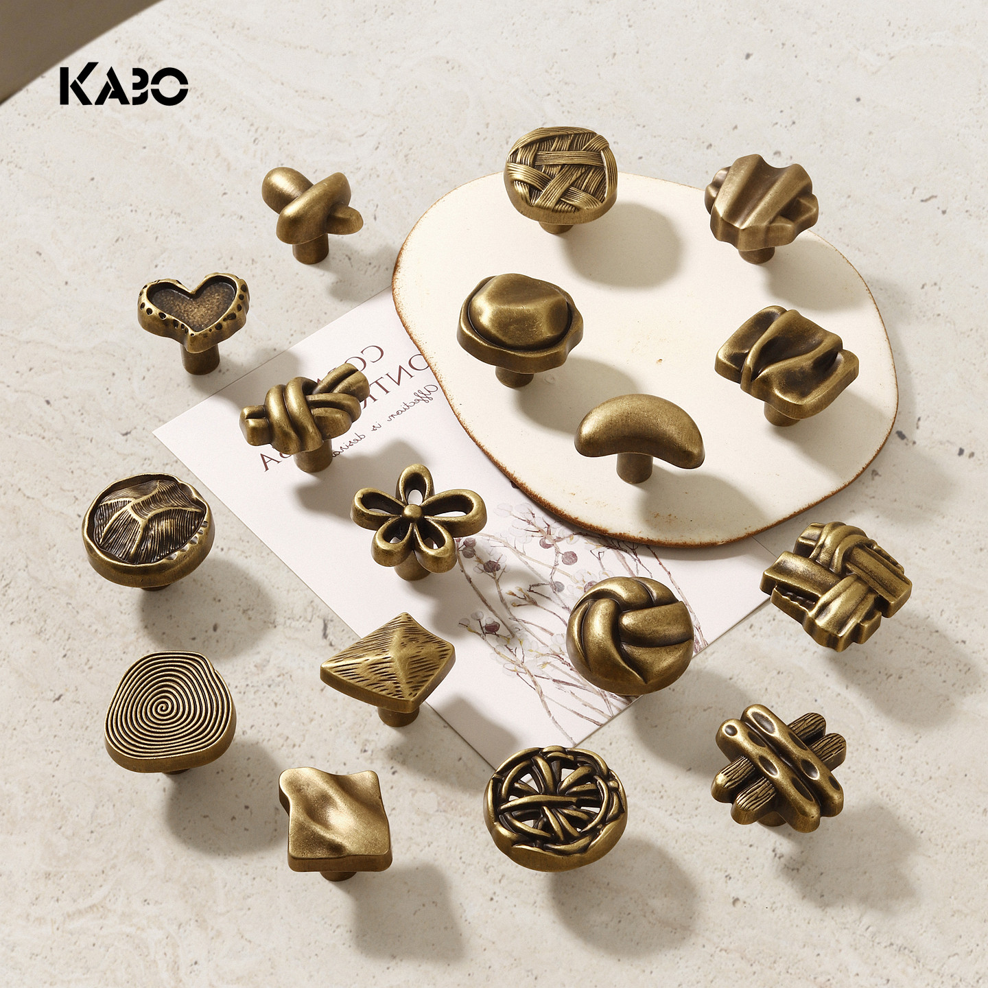 KABO复古拉手衣柜古铜色中古黄铜橱柜门把手圆点抽屉柜子单孔拉手