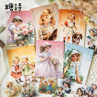糖诗 PET白墨贴纸包 纯真时代系列 复古水彩人物手帐diy打底装饰