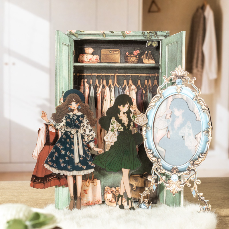番茄酱少女原创人物PET贴纸 哆哆的一周穿搭 手账素材切膜贴纸包