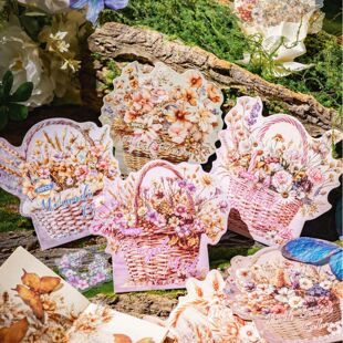 糖诗雾面PET贴纸包森林匣子手帐复古花瓶小图案拼贴造景装 饰素材