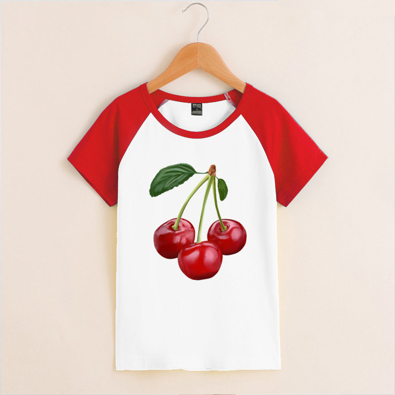 3D立体印花服饰中小童流行T恤幼儿园短袖童装趣味水果樱桃班园服