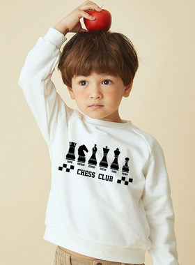 童装国际象棋卫衣纯棉儿童男女童春秋季幼童趣味CHESS培训班衣服