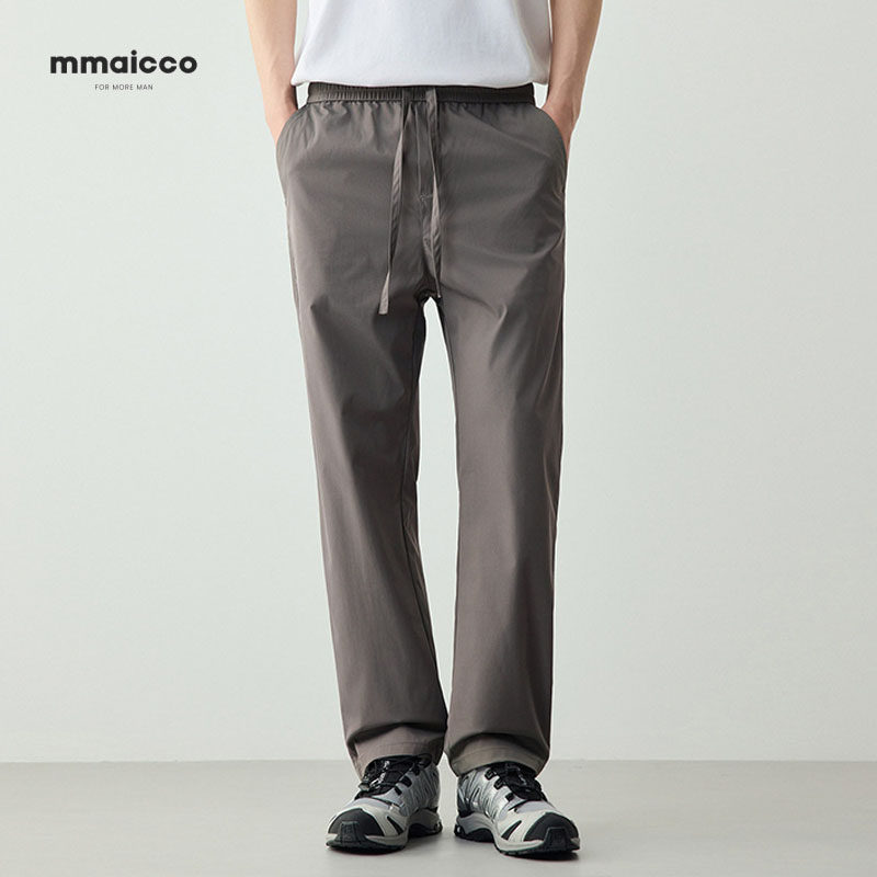 男士休闲裤运动风松紧腰直筒长裤子夏季新款百搭潮牌高级感男装