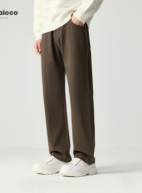 墨麦客男士时尚休闲裤子秋冬季新款松紧腰潮牌直筒长裤男装90710