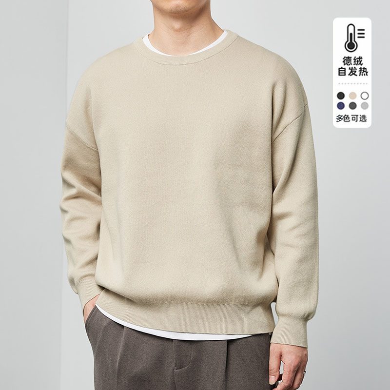 男装德绒自发热圆领毛衣