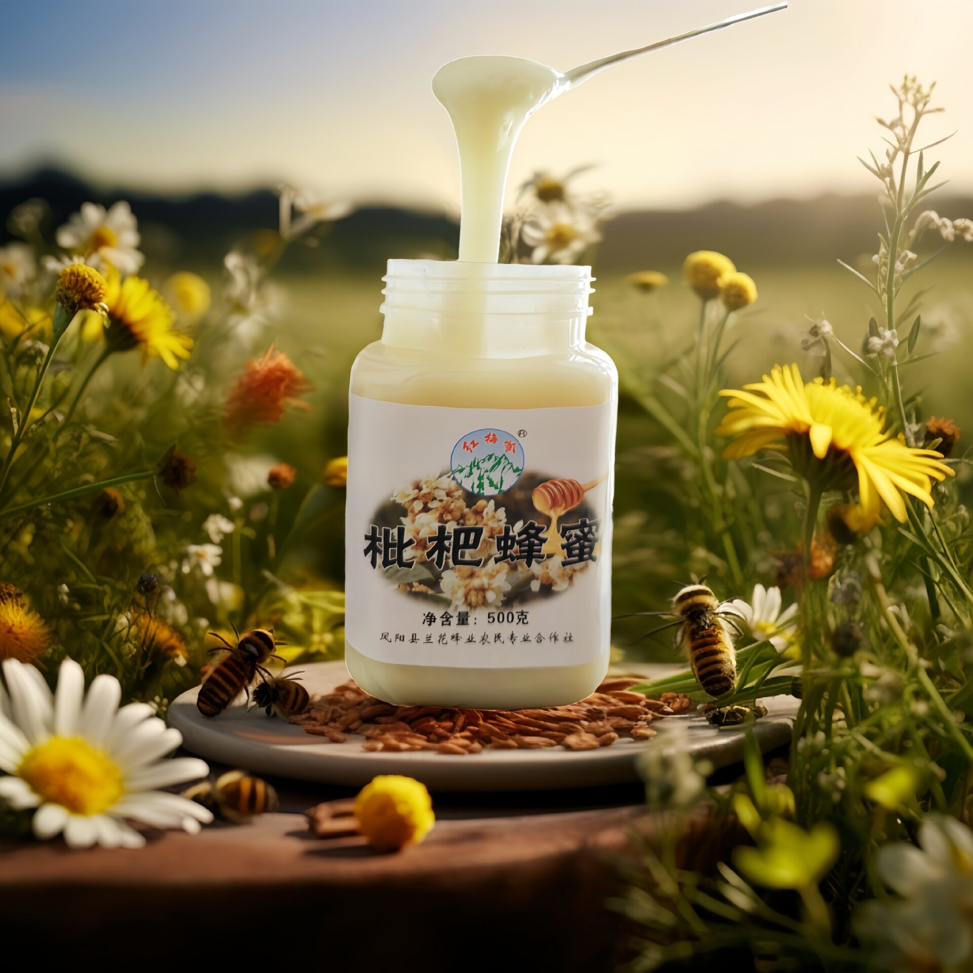 黄山农家自产枇杷蜜 天然成熟结晶蜂蜜 润肺止咳野生蜜源500g瓶装