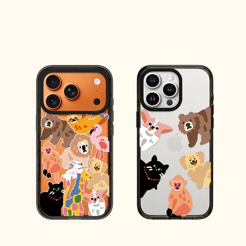 联名萌友涂鸦动物猫咪狗狗适用iphone17手机壳16promax苹果15pro磁吸MagSafe透明14plus亚克力13情侣12日韩