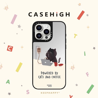 联名moonaries illo插画师睡懒觉猫咪适用iphone16手机壳17promax苹果15pro镜面MagSafe磁吸1413女