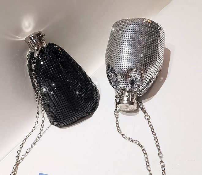 网红包迷你小包新款创意铝片酒壶包抖音同款口红包零钱包手提链条