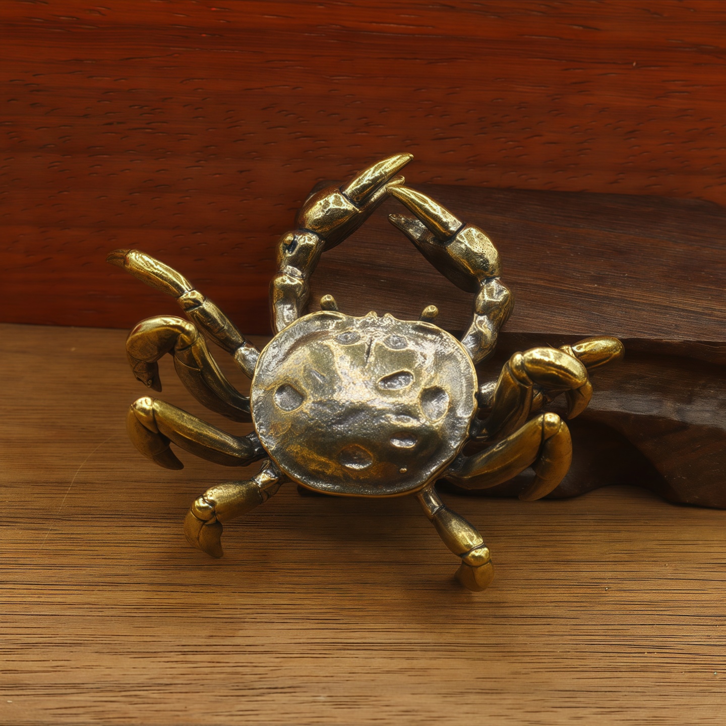 黄铜实心螃蟹桌面摆件茶宠装饰品