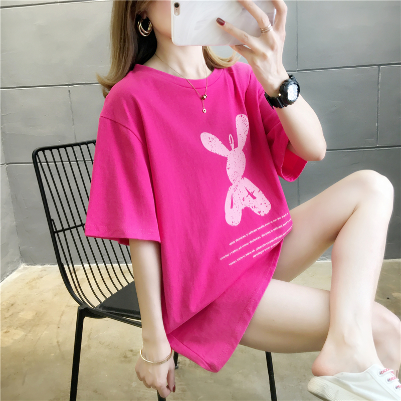 Real photo of Pullover cotton French fairies small group Platycodon grandiflorum mourning dress T-shirt short sleeve girl