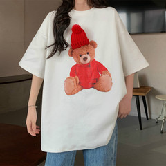 實拍新款春夏港風小熊半袖上衣寬鬆學生短袖恤女