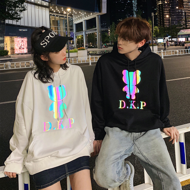 Real photo of bear's sweater lovers' autumn fashion brand long sleeve reflective Hoodie