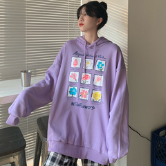 Real print hooded sweater for women in spring and Autumn