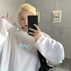 Real shot long sleeve fake two piece top women's Rainbow gradual change mesh laser