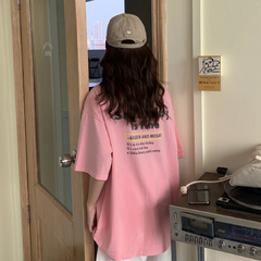 實拍棉夏裝百搭短袖恤女寬鬆印花寬鬆字母