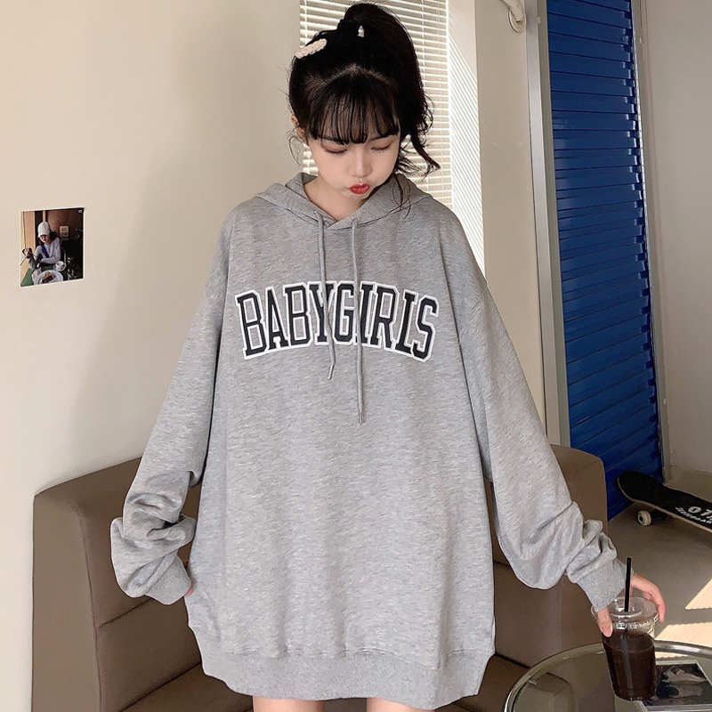 Real shot Hooded Sweater long sleeve loose letter