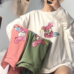 Real shot new Korean loose cotton autumn long sleeve color printing Xiaofei pig shirt long sleeve