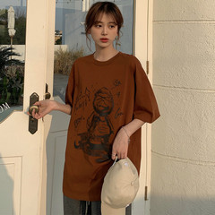 Real T-shirt Japanese college girl round neck short sleeve loose top