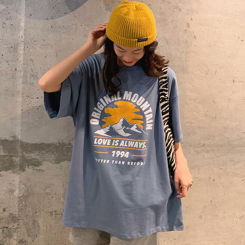 Real shot short sleeve T-shirt women's summer new Korean loose round neck top large women's dress